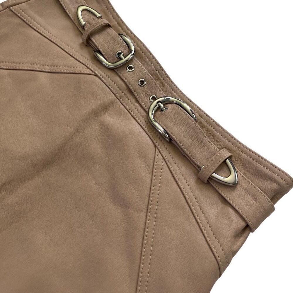 Camila Coelho Luci‎ Leather Mini Skirt in Nude - Picture 10 of 12
